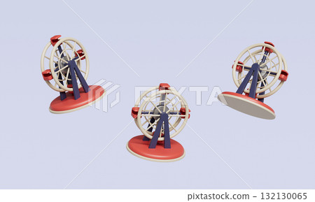 Amusement Park Ferris Wheel Miniature. 3D Rendering. Amusement Park Ferris Wheel Miniature. 3D Rendering. 132130065