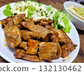 Large serving of pork steak 132130462