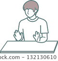 Illustration of a man talking with hand gestures 132130610