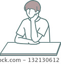 Illustration of a man resting his chin on his hand 132130612