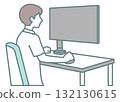 Illustration of a man working with a mouse on a computer 132130615