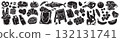 Groceries food icon set hand drawn local farm product illustration fresh meat vegetables fruit print 132131741
