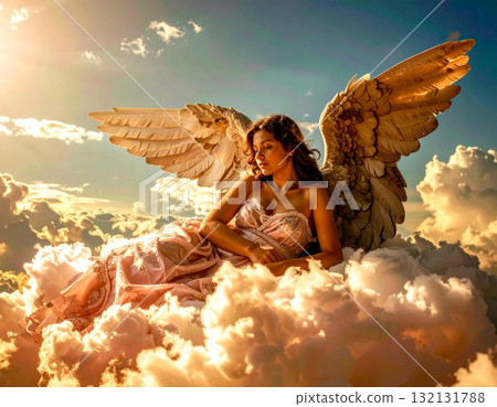 Angel lying on a cloud 132131788