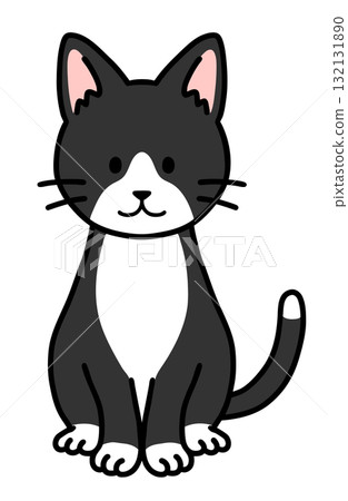 一隻坐著的三色貓 132131890