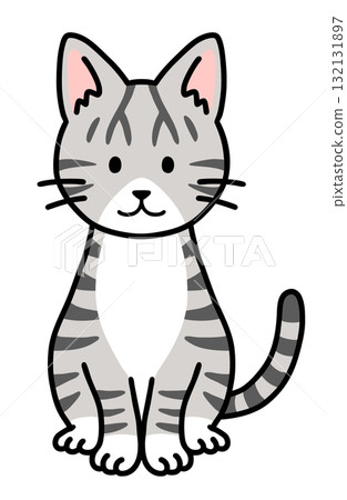 A sitting tabby cat A sitting tabby cat 132131897