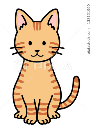 坐著的棕色虎斑貓 132131960