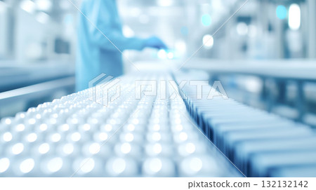 Efficient conveyor line with products moving in manufacturing facility 132132142