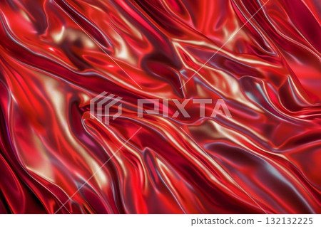 Rich red silk fabric draped elegantly, showcasing smooth texture and vibrant color patterns Rich red silk fabric draped elegantly, showcasing smooth texture and vibrant color patterns 132132225