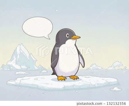 Penguin illustration with speech bubble 132132356