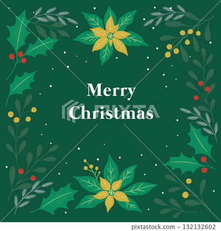 Rich and elegant Christmas banner in deep green 132132602