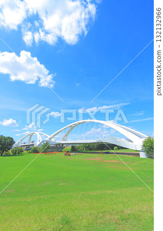 Toyota Ohashi Bridge over the Yahagi River in Toyota City, Aichi Prefecture 132132966