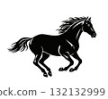 奔跑的馬剪影圖 132132999