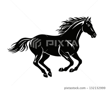 Running horse silhouette illustration 132132999