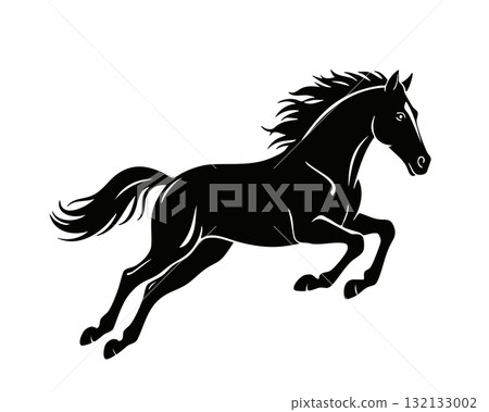 奔跑的馬剪影圖 132133002