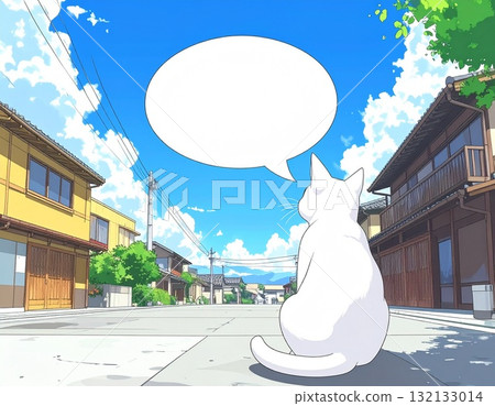 Cat illustration with speech bubble 132133014