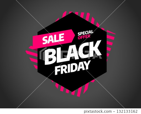 Black Friday sale banner template design. Vector illustration. 132133162