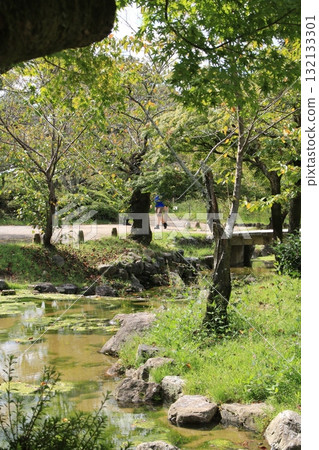 Scenery of the river flowing through Maruyama Park, Kyoto Scenery of the river flowing through Maruyama Park, Kyoto 132133301