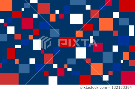 幾何圖案、正方形、海軍藍、橘色 132133394