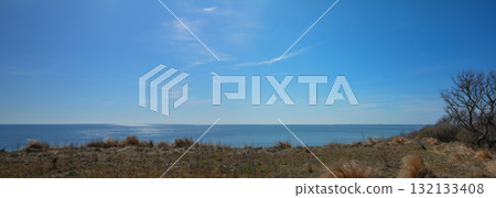 Panoramic view of the coast of the Cape Cod Peninsula 132133408