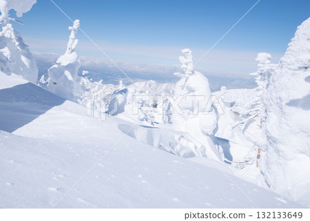 山形縣藏王溫泉滑雪場：銀裝素裹的樹冰世界 132133649