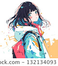 圖：黑髮女孩穿著連帽衫，休閒、可愛、時尚、材質、街頭風格 132134093