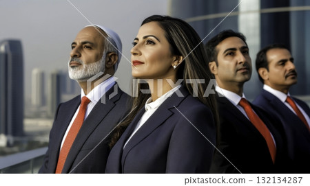Professional Group of Diverse Business People in Business Attire Outdoors 132134287