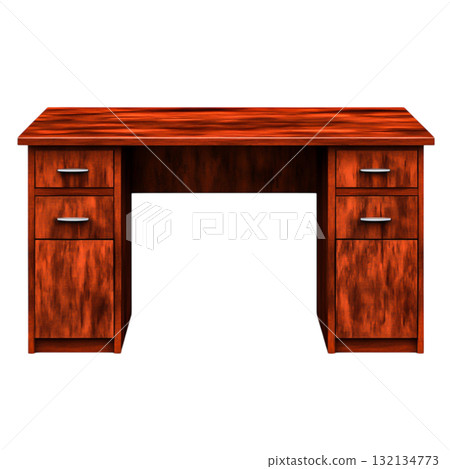 Elegant wooden desk with drawers and a polished finish for office or home workspace 132134773