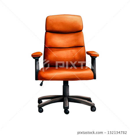 Stylish Orange Executive Chair on a Brief Background for Office Use 132134782