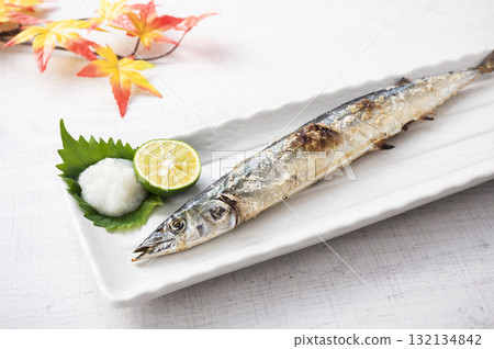 Grilled saury with salt Grilled saury with salt 132134842