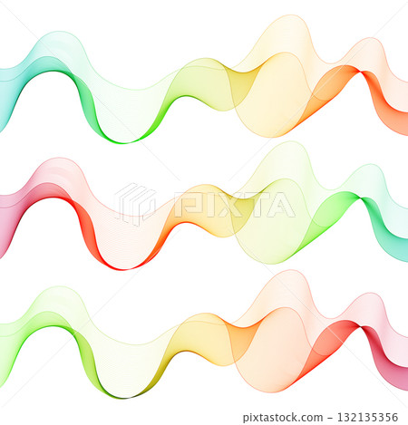 Three horizontal abstract waves with a bright color gradient. Eps 10 Three horizontal abstract waves with a bright color gradient. Eps 10 132135356