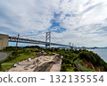 The Seto Ohashi Bridge and the Seto Inland Sea as seen from Yoshima 132135554