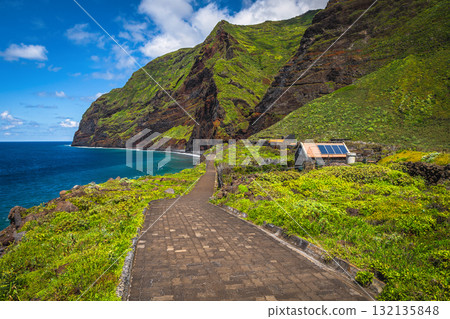 Amazing seaside view with high cliffs, Achadas da Cruz, Madeira Amazing seaside view with high cliffs, Achadas da Cruz, Madeira 132135848