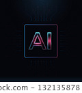 Futuristic concept of Neon AI microchip. Semiconductor technology vector illustration with Artificial Intelligence CPU. 132135878