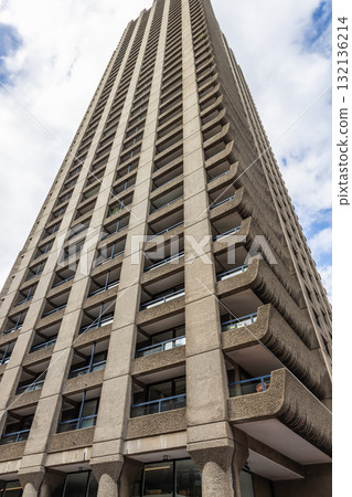 Brutalist Architecture at the Barbican Estate, City of London, Upward Perspective 132136214