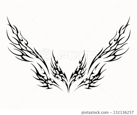 Abstract neo tribal element. Set of neo tribal shape. Aesthetic y2k cyber gothic style. Vector illustration. Abstract neo tribal element. Set of neo tribal shape. Aesthetic y2k cyber gothic style. Vector illustration. 132136257