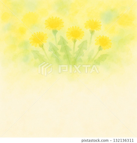 蒲公英系列：帶有水彩污跡和蒲公英的陀螺形背景 132136311