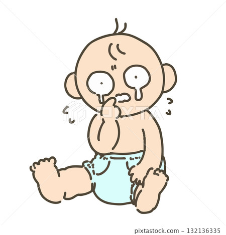 手繪插圖:穿著尿布哭鬧的嬰兒 手繪插圖:穿著尿布哭鬧的嬰兒 132136335
