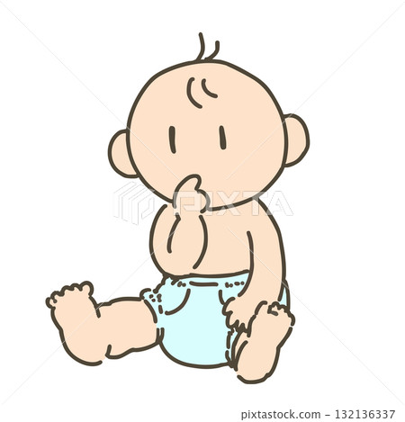 手繪插圖:嬰兒穿著尿布 手繪插圖:嬰兒穿著尿布 132136337