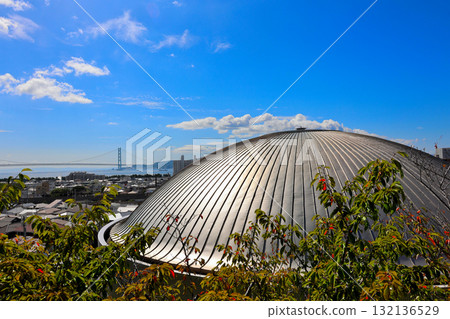 Looking out over the Akashi Straits beyond the dome of the Akashi Municipal Planetarium Looking out over the Akashi Straits beyond the dome of the Akashi Municipal Planetarium 132136529