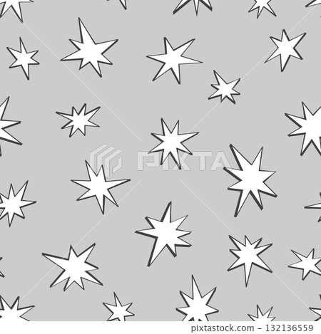Doodle geometric hand drawn stars seamless pattern. Vector background 132136559
