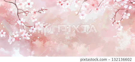 美麗的日式櫻花和梅花背景插圖 AI 生成的圖像 132136602