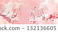 美麗的日式櫻花和梅花背景插圖 AI 生成的圖像 132136605
