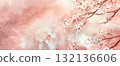美麗的日式櫻花和梅花背景插圖 AI 生成的圖像 132136606