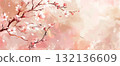 美麗的日式櫻花和梅花背景插圖 AI 生成的圖像 132136609