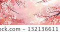 美麗的日式櫻花和梅花背景插圖 AI 生成的圖像 132136611