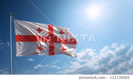 Celebrating Lithuanias independence day with the national flag waving proudly against a clear blue sky Celebrating Lithuanias independence day with the national flag waving proudly against a clear blue sky 132136802