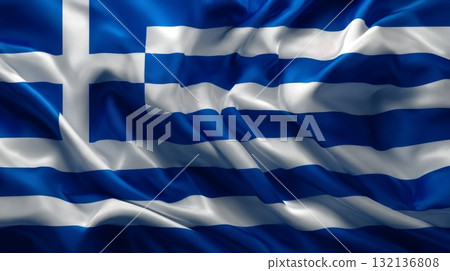 Celebrating Lithuanias independence day with the national flag waving proudly against a clear blue sky 132136808