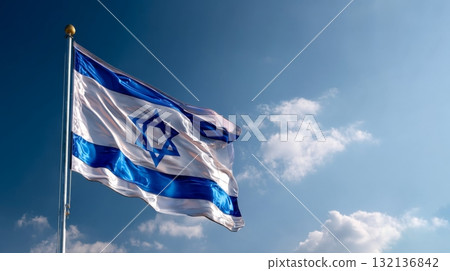 Celebrating Lithuanias independence day with the national flag waving proudly against a clear blue sky Celebrating Lithuanias independence day with the national flag waving proudly against a clear blue sky 132136842