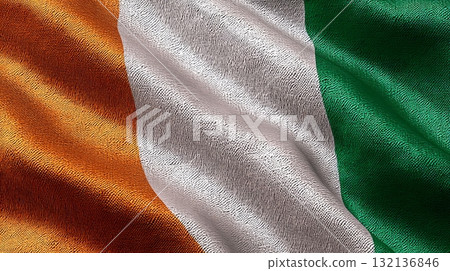 Celebrating Lithuanias independence day with the national flag waving proudly against a clear blue sky 132136846