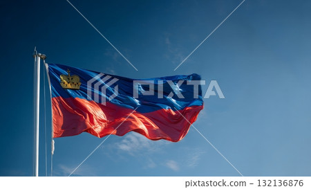Celebrating Lithuanias independence day with the national flag waving proudly against a clear blue sky Celebrating Lithuanias independence day with the national flag waving proudly against a clear blue sky 132136876